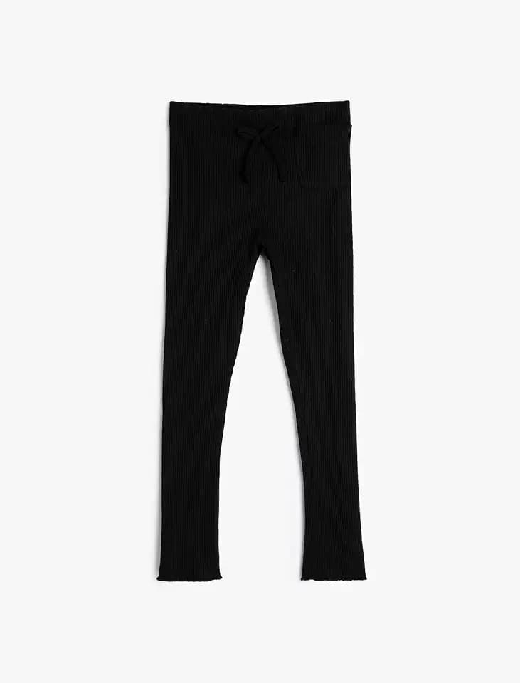 Koton Girls's Basic Bow-tie and Pocket Detail Ribbed Leggings