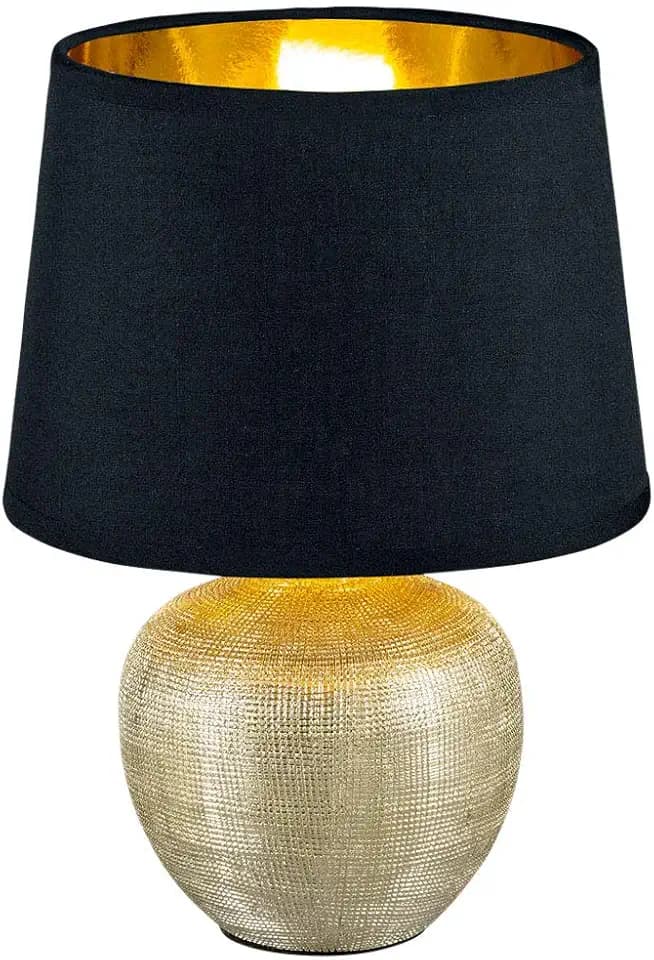 Reality Leuchten R50621079 Luxor, Tischleuchte, Keramik, E14, Gold, 18 x 18 x 26 cm