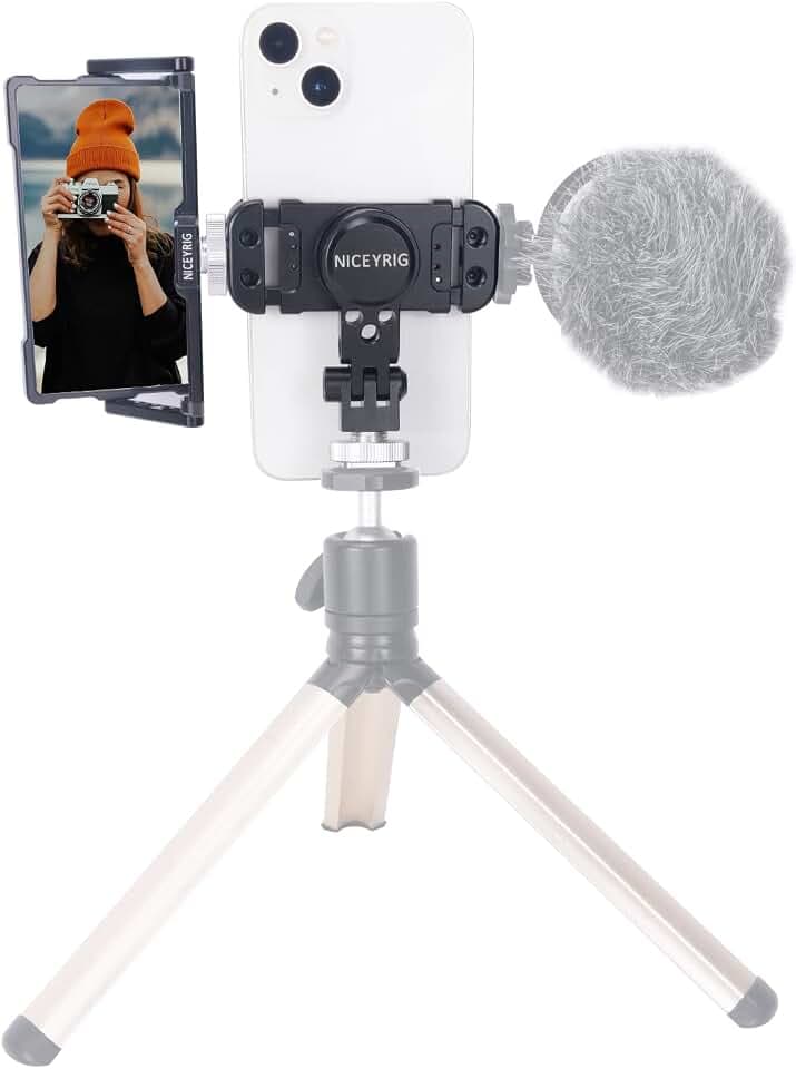 NICEYRIG Smartphone Selfie Vlog Spiegel Kit mit Flip Screen Mirror & Multifunktionale Telefon Cold Shoe Stativhalterung Kompatibel mit den meisten 4,7-6,7 Zoll iOS