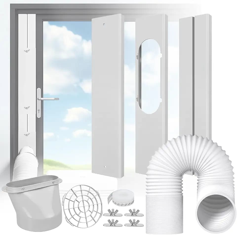 Portable Air Conditioner Window Kit - Adjustable Universal Window Seal AC Vent Kit with 5.9” Exhaust Hose for Sliding Vertical/Horizontal Windows (3 Panels)