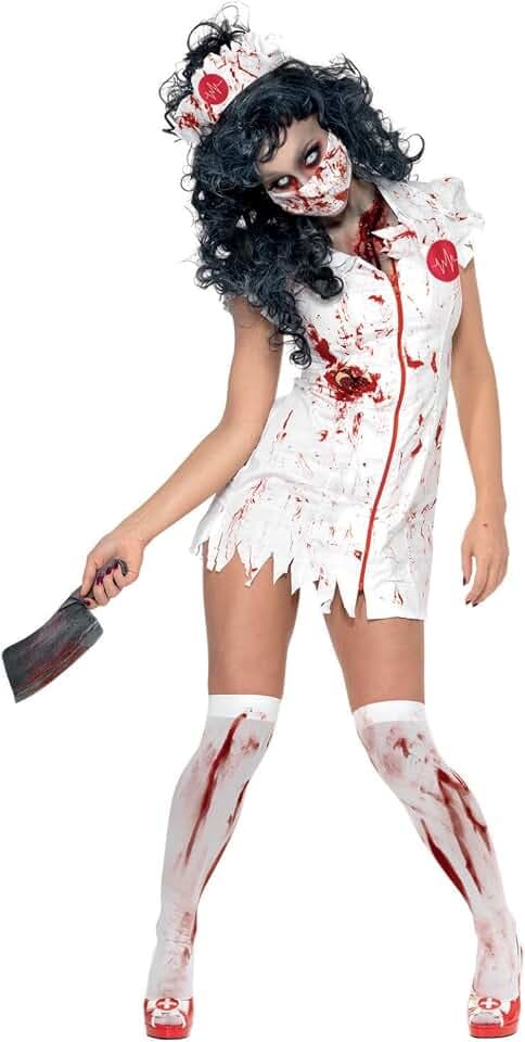 Smiffy's 34132L Zombie-Krankenschwesterkostüm, L, weiß