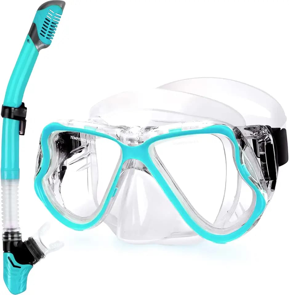 Greatever Snorkeling Gear for Adults Kids, Dry Snorkel Mask Set Anti-Fog