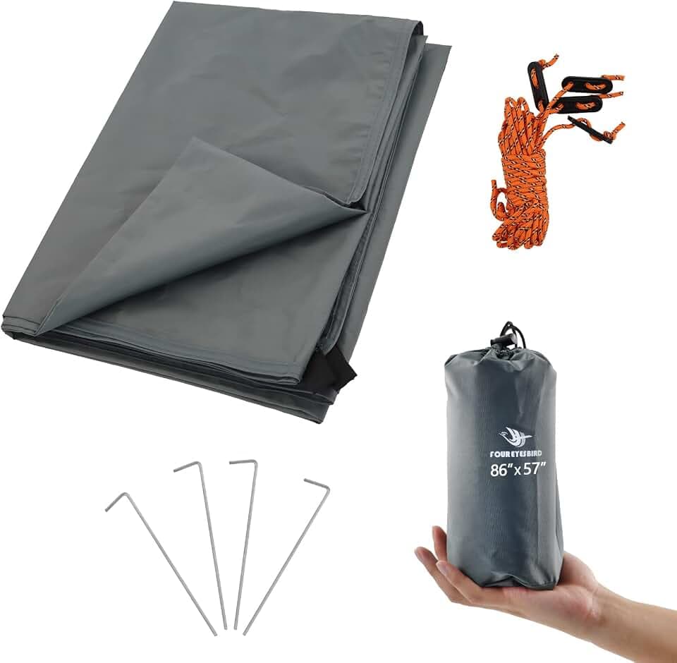 Camping Tarp with Carry Bag for Under Tent(86" x 57")