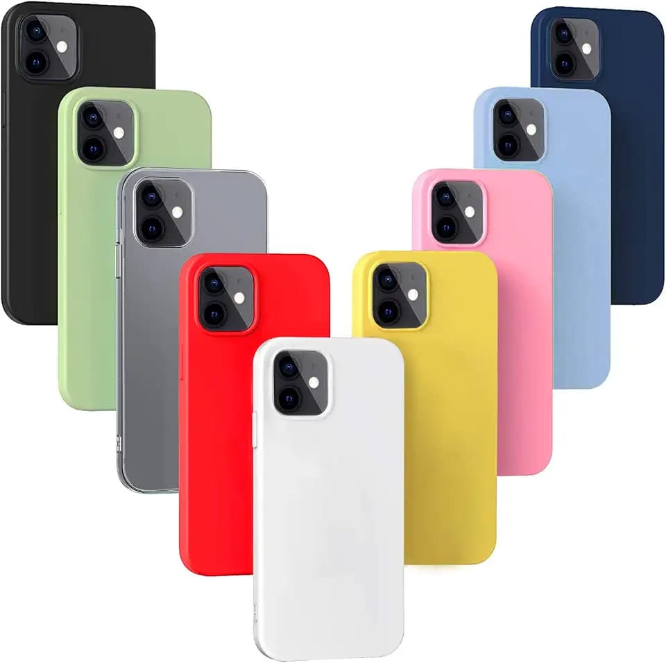 9X Hülle Kompatibel mit iPhone 12 Mini (5.4 '') - [ Schwarz + Rot + Blau + Pink + Grün + Durchscheinend + Gelb + Helles Lila + Weiß ]
