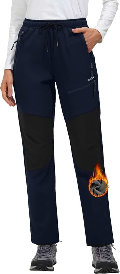 MOCOLY Damen Trekkinghose Thermo Skihose Winter Fleece Gefütterte Softshell Wanderhose Wasserdicht Warm Outdoor Hose Schneehose Langlaufhose Jagdhose Funktionshose Arbeitshose