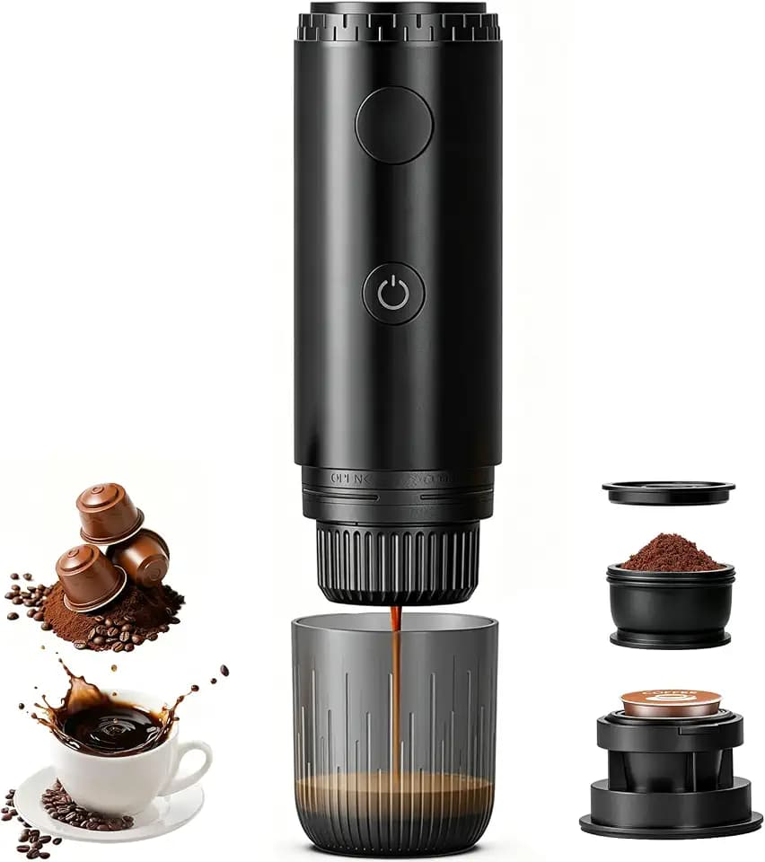 Tragbare Espressomaschine, Mini Kaffeemaschine mit 240s Selbstheizung