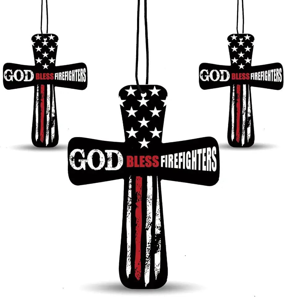 Fumete 24 Pcs Christian Firefighter Gift for Man Cross Car Air Fresheners
