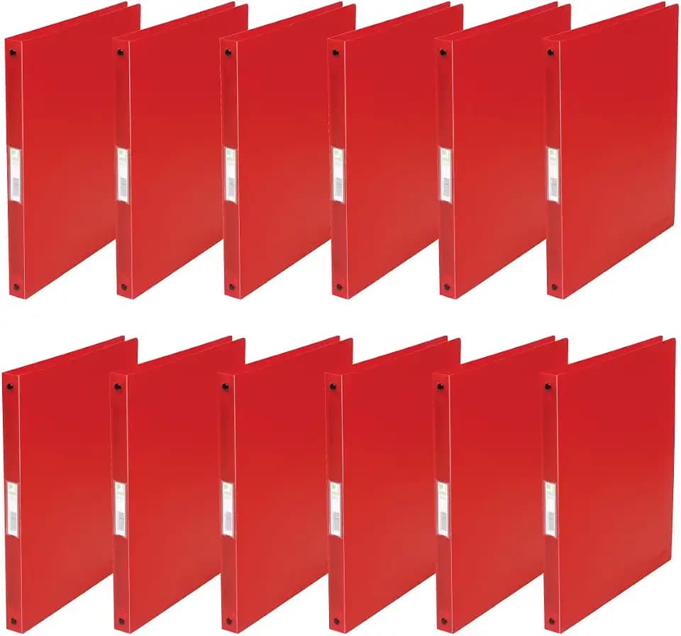 Q-Connect KF02920 Ringbuch / 12 Stück/ A4 4-Ring 16 mm/Farbe: Rot Transparent/aus Starkem Transluzente PP-Folie / 22 mm Rücken/Ringhefter Plastik/Ringordner Schmal Dünne Ordner