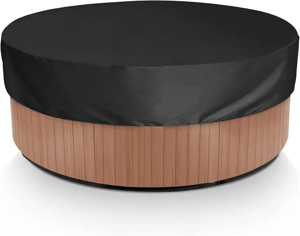 Round Hot Tub Cover Waterproof Outdoor 600D,Spa Covers for Hot Tub,Swimming Pool Cover,UV Protection & Windproof (Black, 79''Dx12''H)