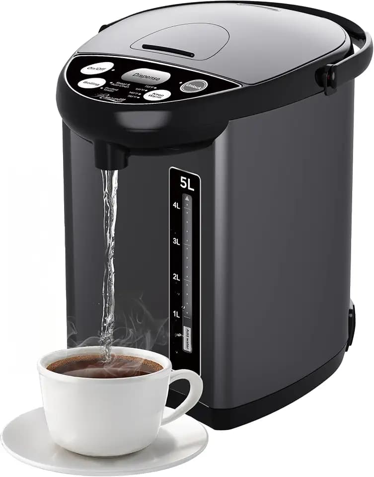 Rosewill Electric Hot Water Boiler and Warmer, Hot Water Dispenser with Auto Dispense Function, 5 Temperature Settings, Large Capacity 5.0 L (5.3 QT) - Black
