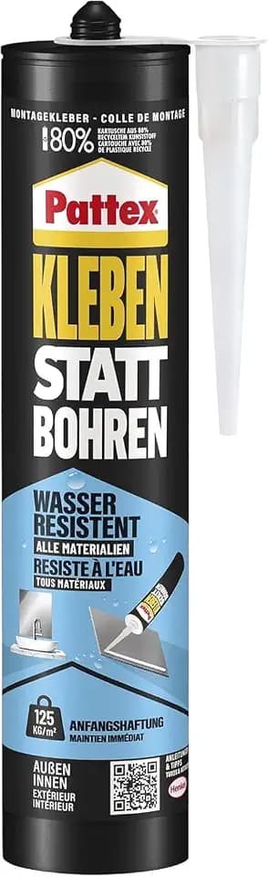Pattex Montagekleber Kleben statt Bohren Wasserresistent, Baukleber, 1x450g