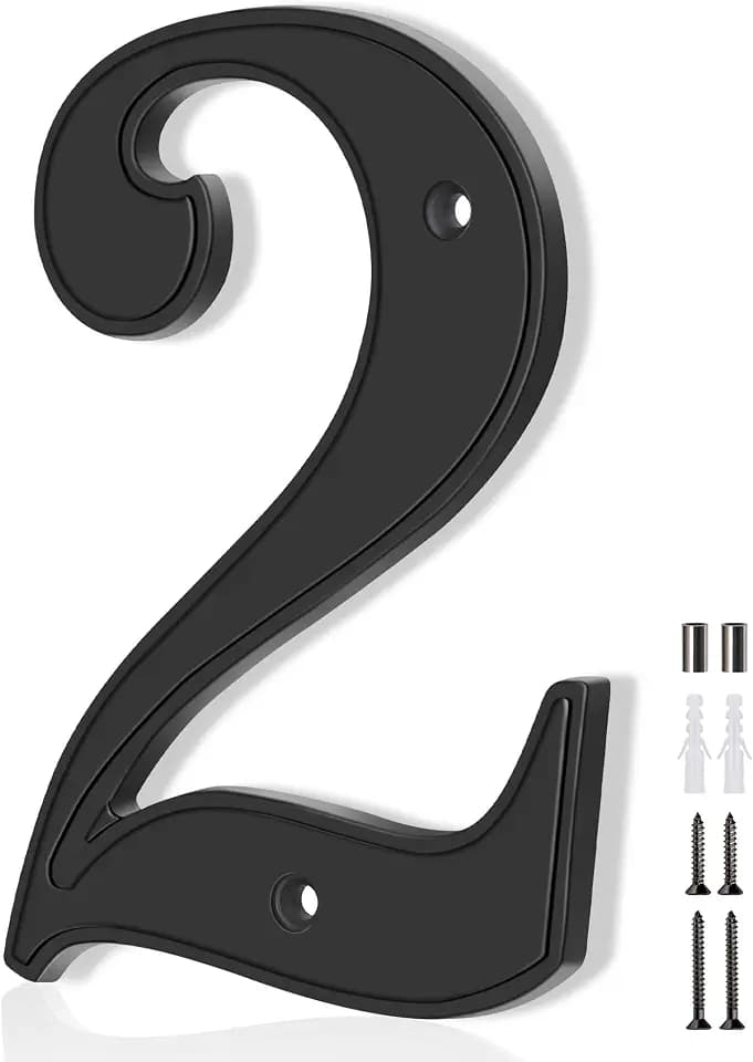 House Numbers 2, Emotionlite House Address Numbers, Black Large Modern House Numbers for Outside, Metal Mailbox Number, 5" Zinc Alloy Style