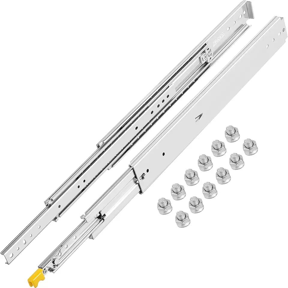 VEVOR Heavy Duty Drawer Slides 18 Inch 500 lb, 1 Pair Full Extension Side Mount Ball Bearing Rails with Dual Lock for Industrial Cabinets Tool Chests and Workbenches