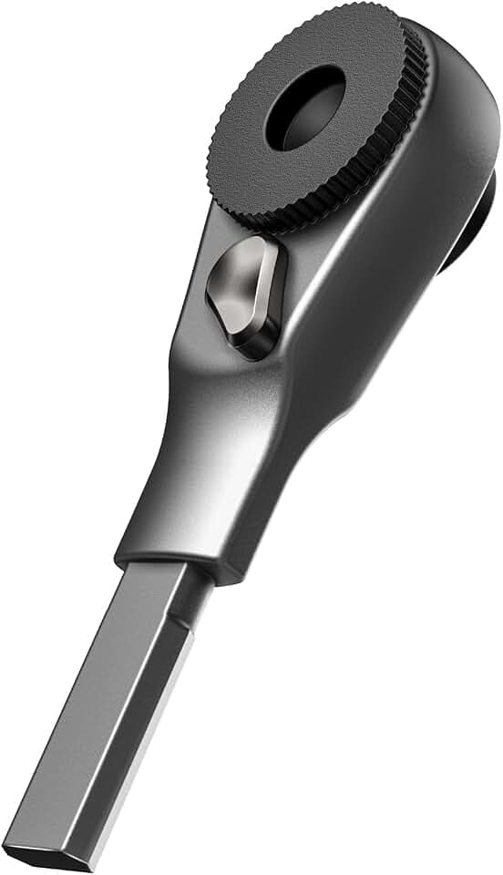 GALVANOX Flat-end Ratchet Driver Designed for Leatherman Models - Compatible with Multi-tool Flat Bit Kits and Standard 1/4" Hex Bits (Brushed Steel)