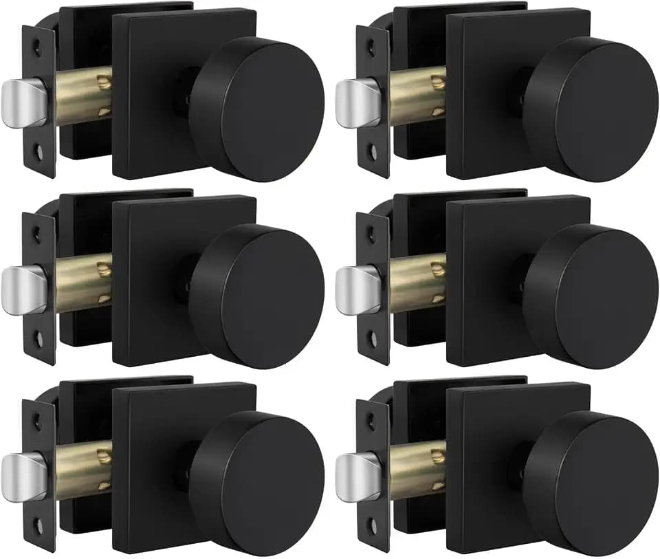 Goldenwarm Zinc Alloy Black Door Knobs Interior Closet Door Knobs 6 Pack