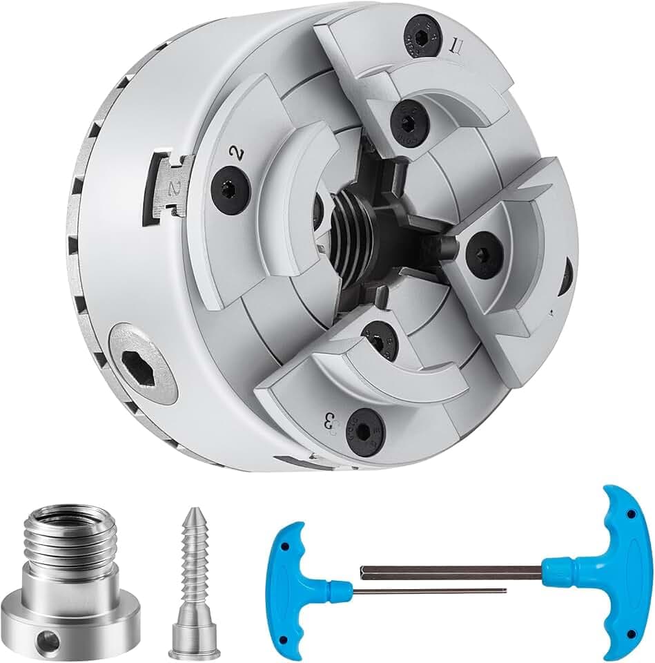 VEVOR KP96 Drehbankfutter 4-Backen φ96mm Backenfutter aus 45# Klemmbereich 32–70mm Spannfutter-Innengewinde M33 x 3,5 TPI Drehbank Ausrichtungsgenauigkeit ≤0,3mm Drechselfutter Drehmaschinenfutter