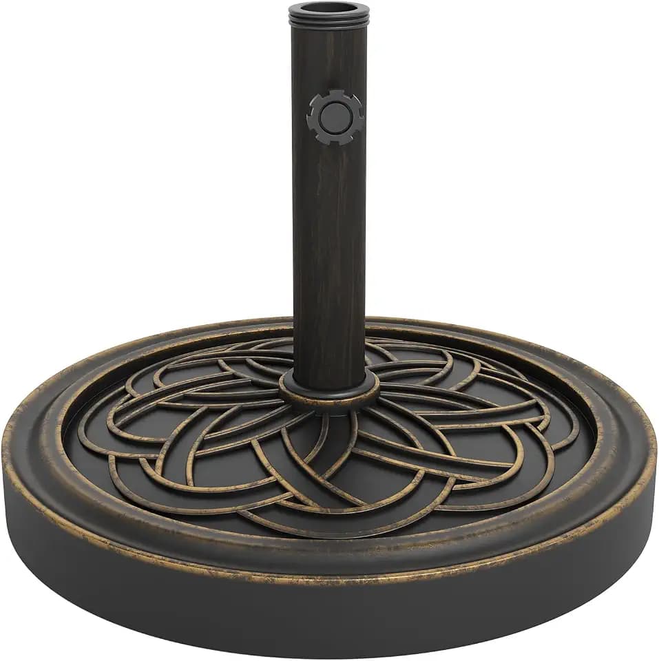 Patio Umbrella Base 26.5lb Capacity Heavy Duty Design with Adjustable Pole