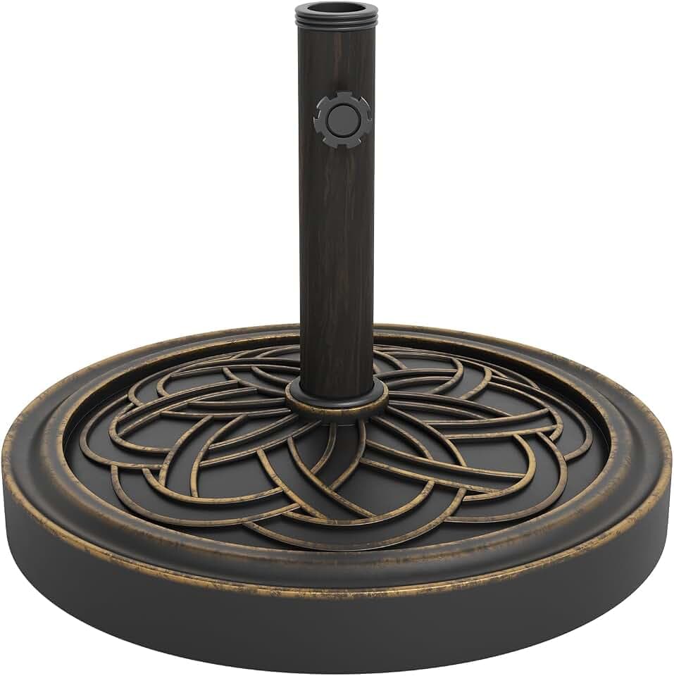Garvee Round Patio Umbrella Base, 20" 26.5LB Antiqued Umbrella Stand