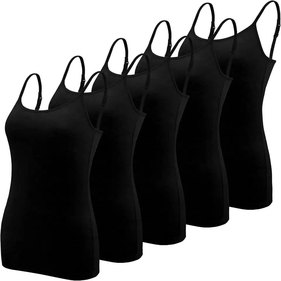 BQTQ 5 Pcs Women's Camisole Tank Tops Spaghetti Strap Basic Undershirts