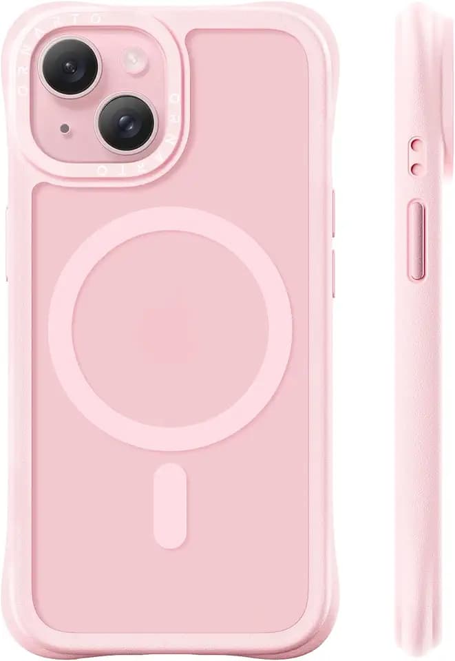 ORNARTO for iPhone 15 Case, Magnetic Matt Cover,Chalk Pink