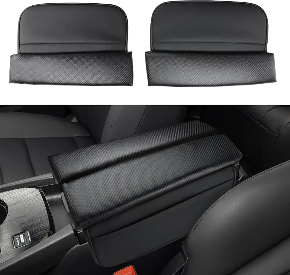 INTGET Car Center Console Armrest Cover for Nissan Rogue Accessories 2021-2026 2022 2023 2024 2025 Leather Arm Rest Box Lid Middle Console Seat Cover Protector (Carbon Fiber Cushion, 2021-2024)