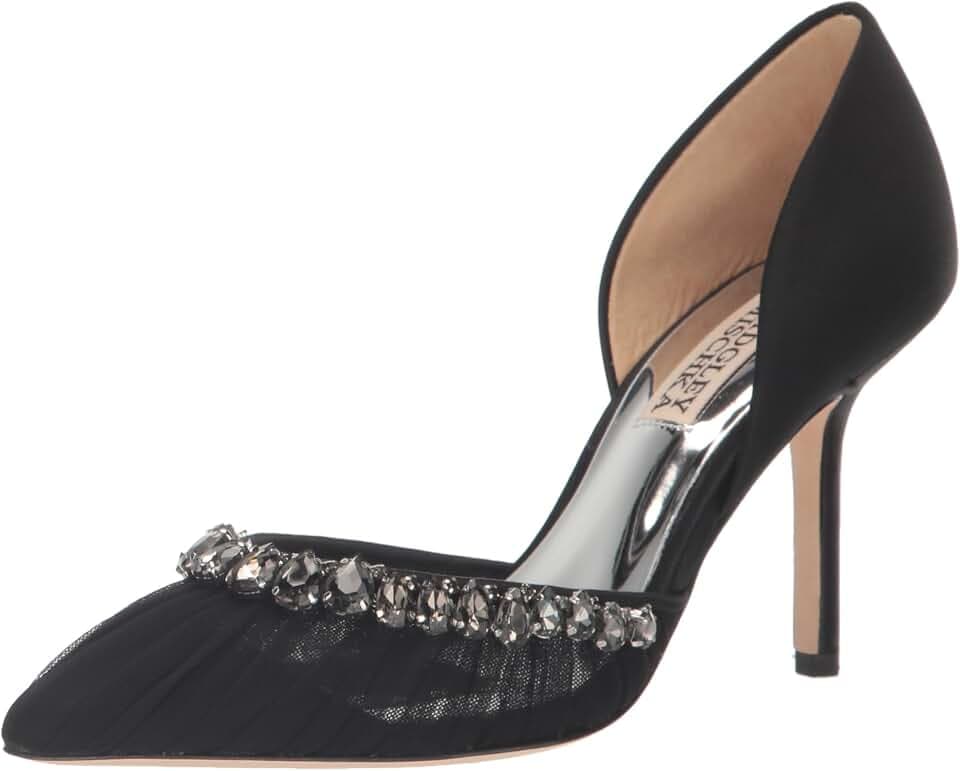 Badgley Mischka Women's Everley Satin D'Orsay Heels with Embellishments