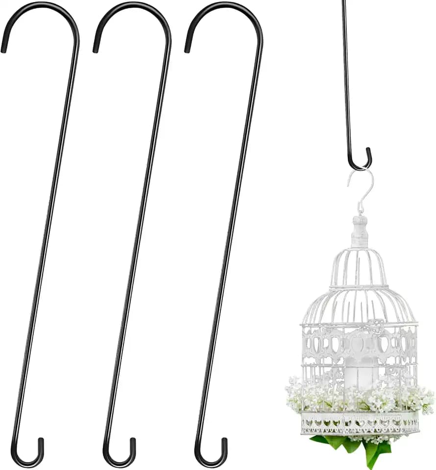 S Hooks for Hanging Plants Branch Hook, 3 Pack, Black, 36 Inch