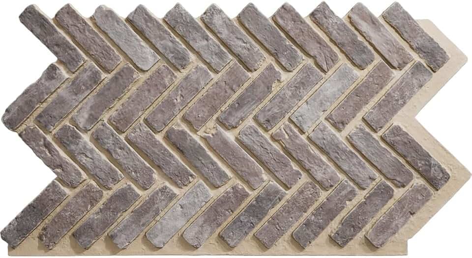 EverStone Herringbone Faux Brick Panel, 46 1/2"W x 25 1/4"H x 1"D, Limewashed Color