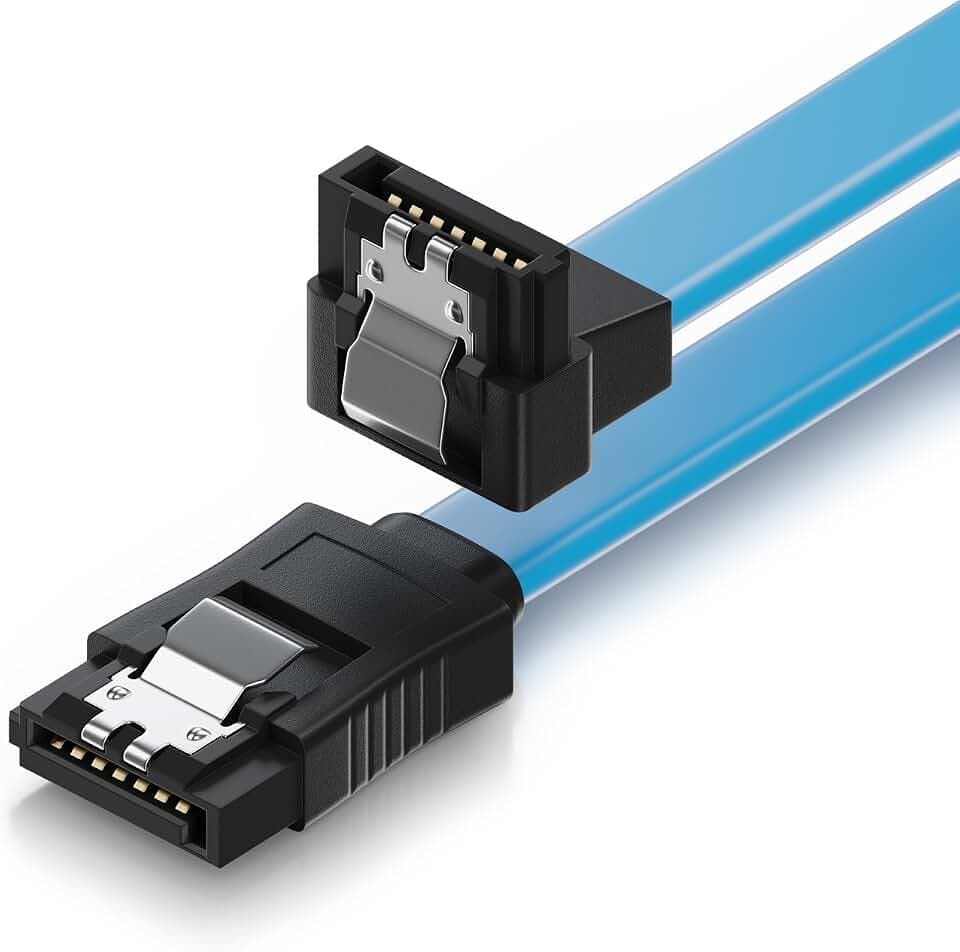deleyCON 30cm SATA III Kabel S-ATA 3 Datenkabel 90° L-Type - Blau