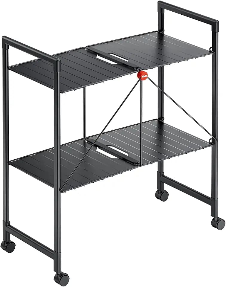 Hailo Quickboard – Mobile Universalablage mit Rollen - klappbar & platzsparend - vielseitig einsetzbar - pro Ablagefläche belastbar bis max. 10 kg - schwarz matt