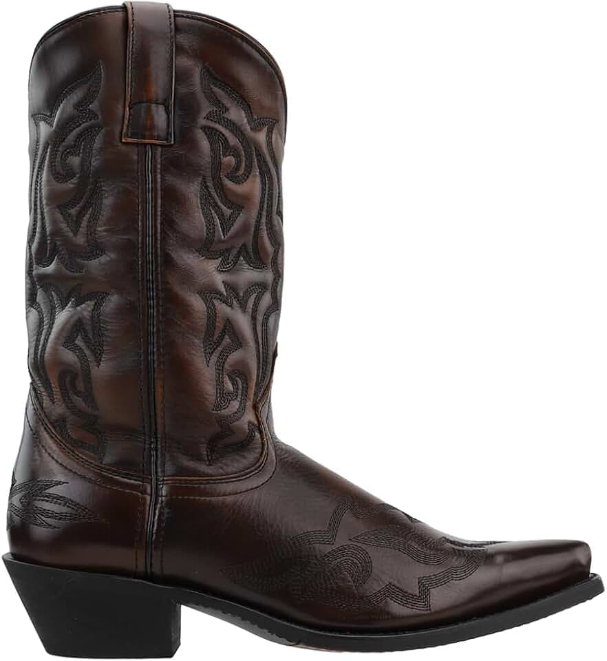 Laredo Mens Hawk Embroidered Snip Toe Pull On Casual Boots Mid Calf - Black