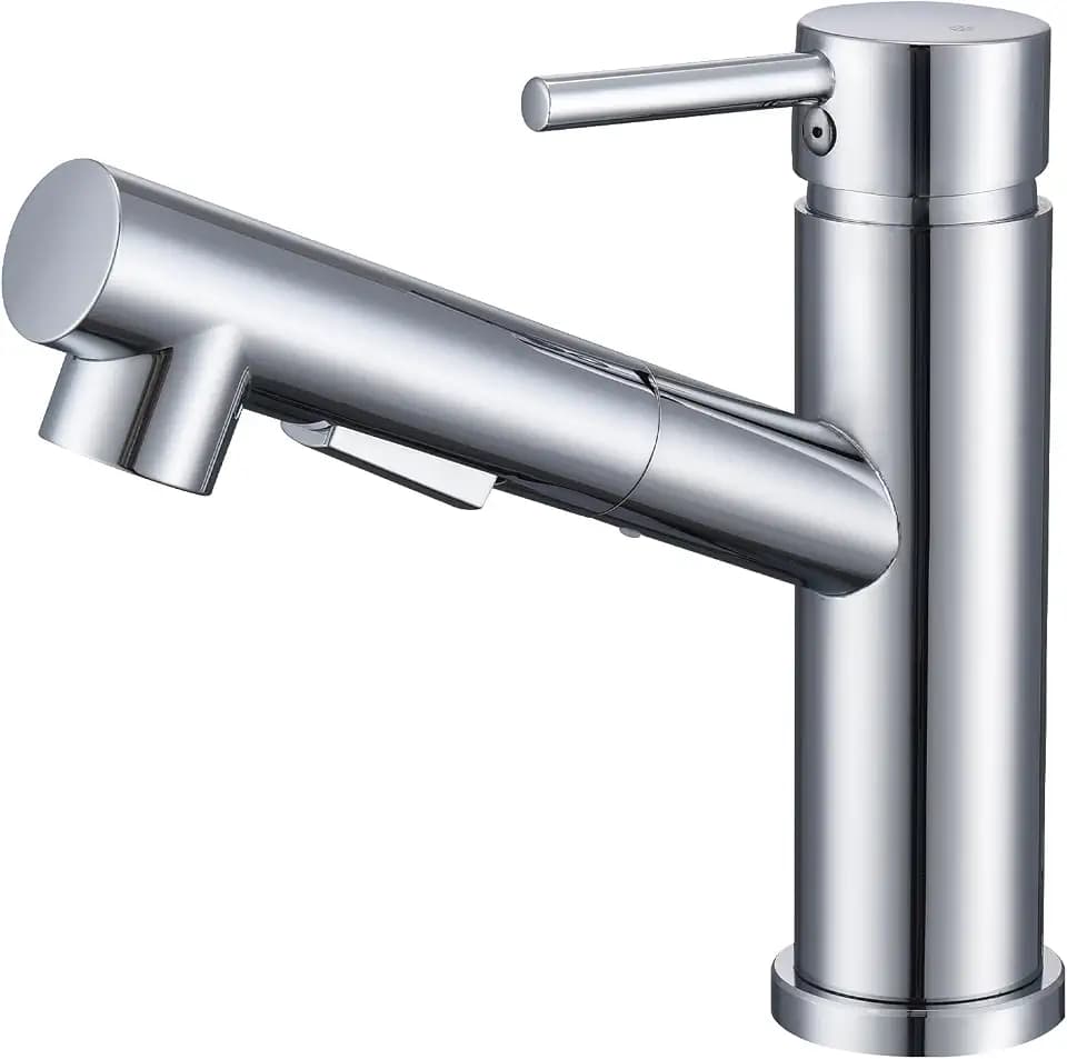 HOMELODY Wasserhahn Küche/Bad, Küchenarmatur mit Ausziehbarer Brause, Spültischarmatur mit herausziehbarer Dual-Spülbrause, Mischbatterie Küche, Armatur Küche Chrom