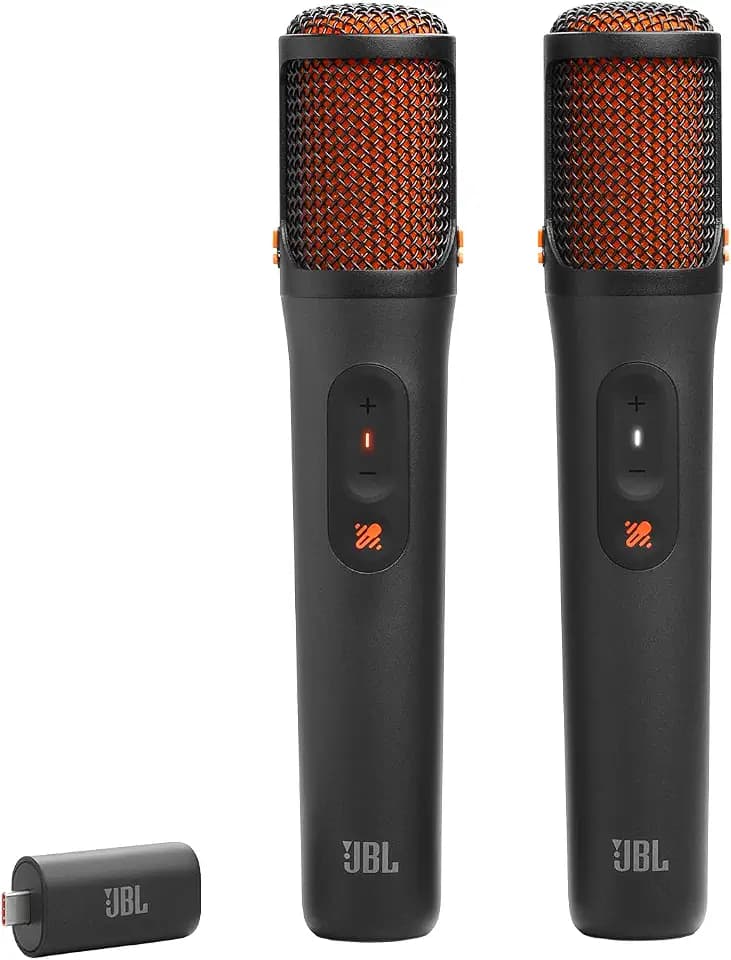 JBL EasySing Mics, 2 kabellose KI-Karaoke-Mikrofone, Schwarz