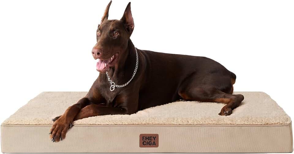 EHEYCIGA Orthopädisches Hundebett Grosse Hunde XXL 120x74cm Waschbar, Khaki