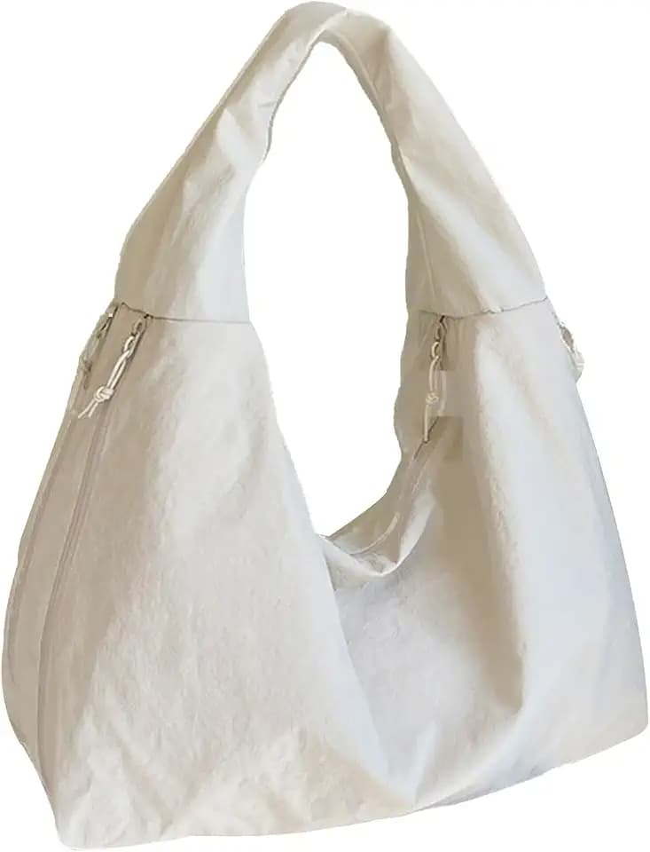 Slouchy Tote Bag for Women Large Nylon Shoulder Bag with Multiple Pockets Crescent Bag Underarm Hobo Bag for Travel Gym
