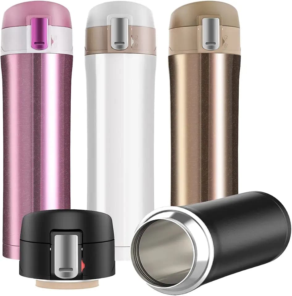 FAPPEN Edelstahl Thermobecher 500ml Thermoskanne Vakuum Auslaufsichere doppelwandig Isolierte Trinkflasche Reise Tee Kaffee Isolierflasche(Gold)