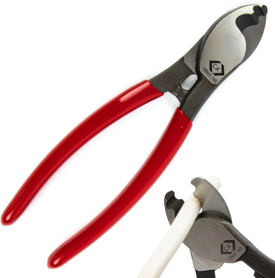C.K Tools Kabelschere 160 mm, Kabelschneider für Kupfer und Aluminiumkabel, Induktionsgehärtete Schneiden, Abisolierfunktion, Kompakte Elektriker Zange für Präzise Saubere Kabelschnitte, CK T3963 160