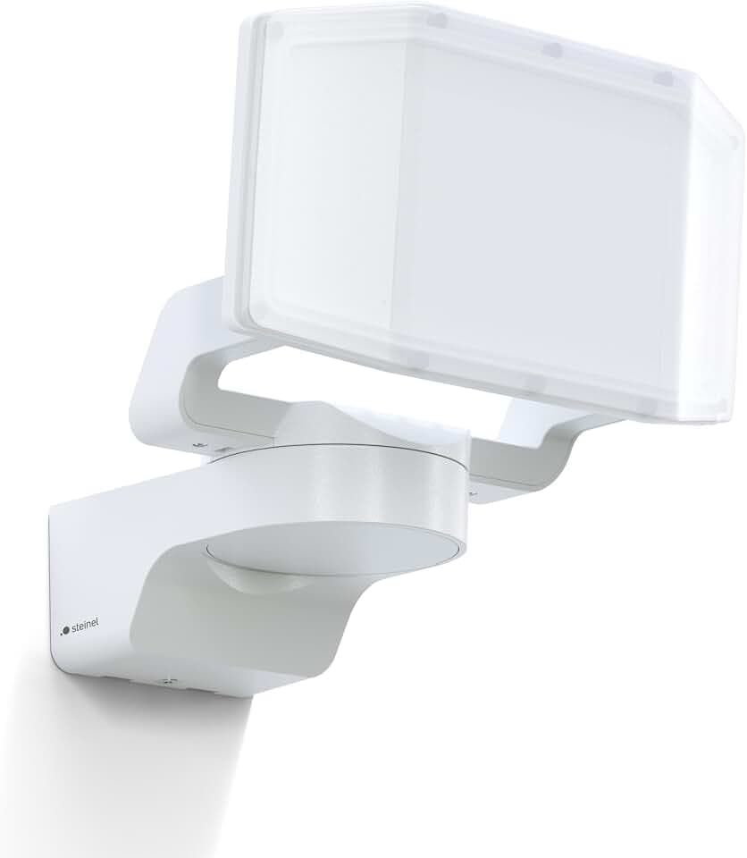 Steinel LED Strahler XLED Protect Weiß, Panorama Flutlicht, LED Panel voll schwenkbar, 3000 K warmweiß, 13.6 W, IP54