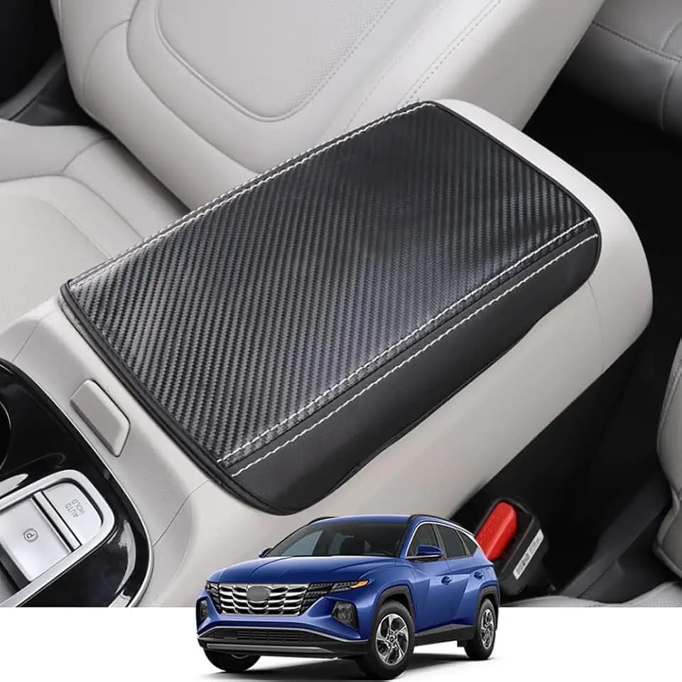 Rifoda Center Console Armrest Cover Suitable for Hyundai Tucson 2022 2023 2024 Scratch Resistance Armrest Box Leather Cover Interior Decoration Accessories(Carbon Fiber)