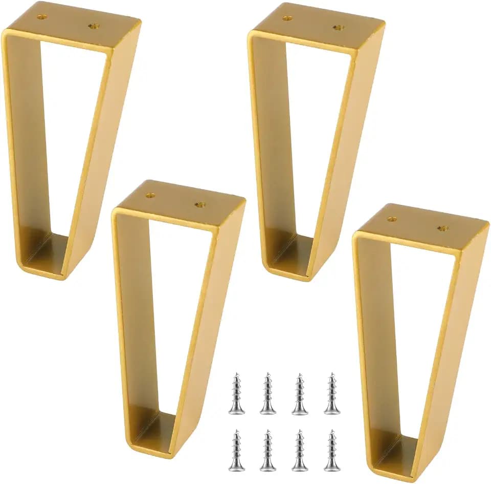 Osring 6 Inch Trapezoid Furniture Legs, Gold Metal Coffee Table Feet 4pcs