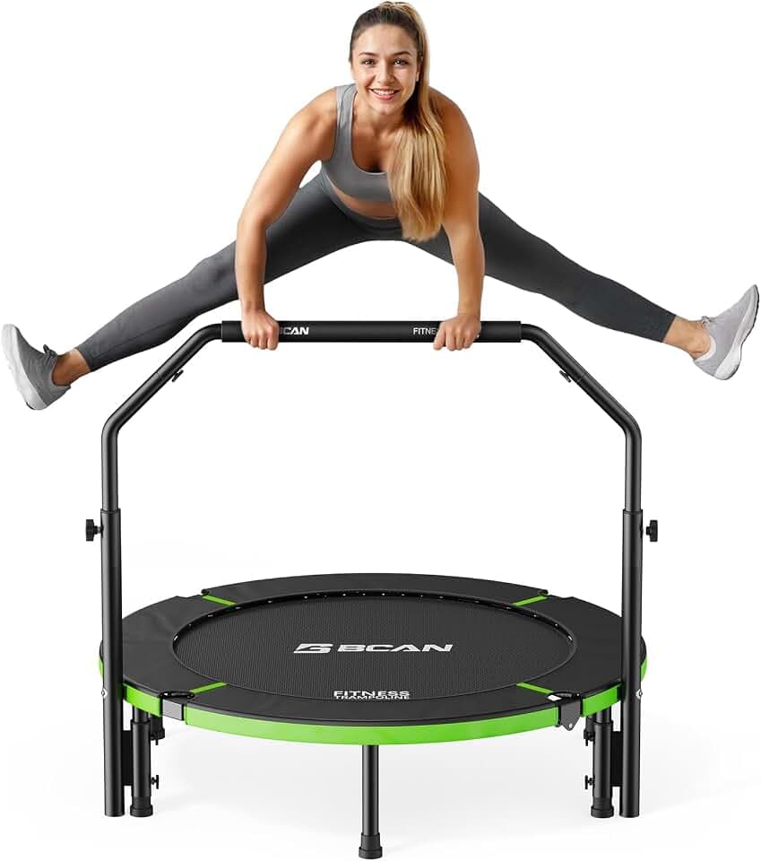 BCAN SP3 40/48" Exercise Rebounder Trampoline for Adults, Handlebar, Indoor