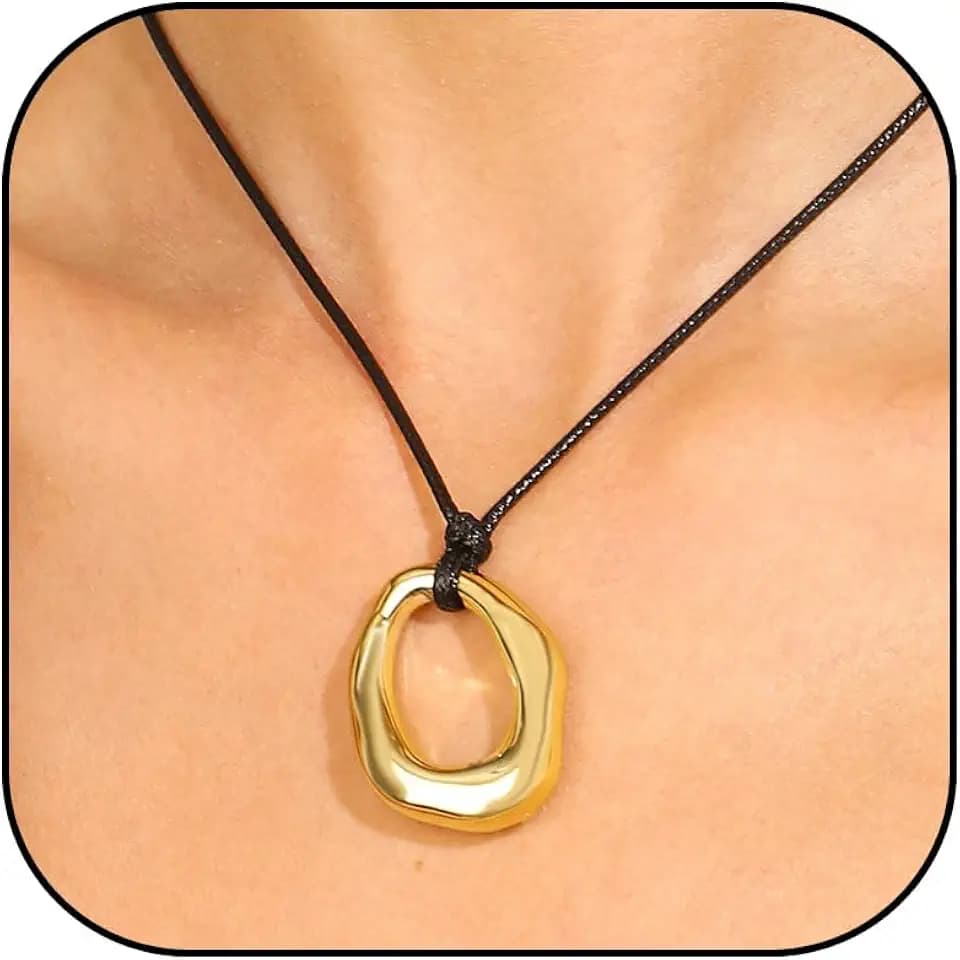 Gold Statement Necklace Chunky Gold Pendant Necklace Boho Western Jewelry for Women Geometric Hollow Square Necklaces Christmas Stocking Stuffers