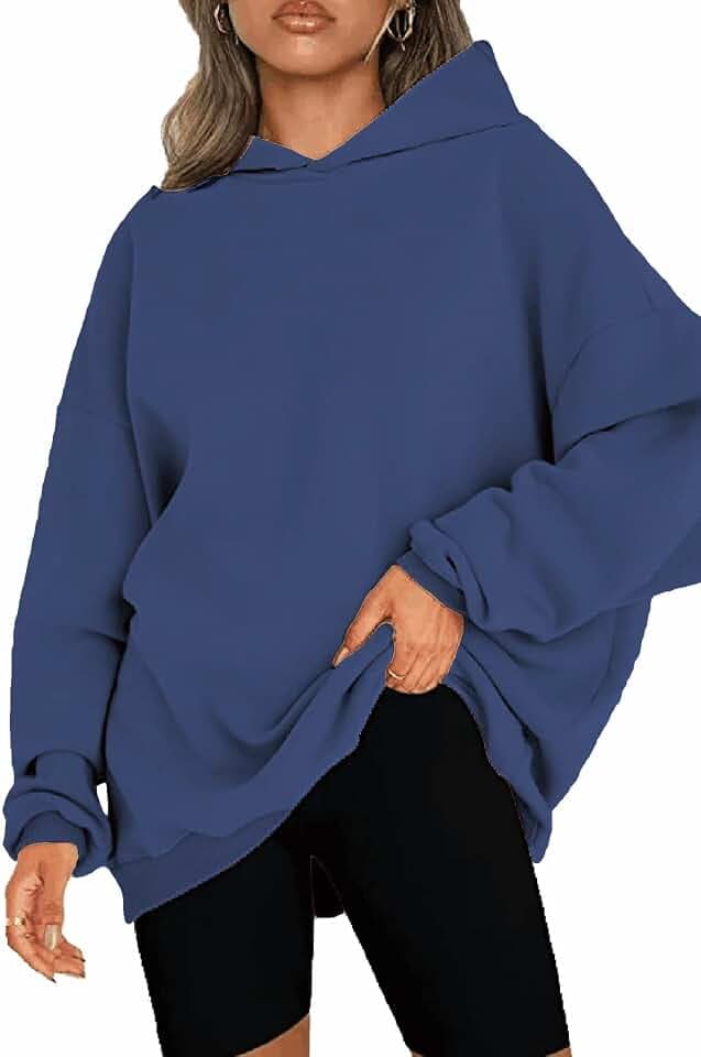 NEYOUQE Damen Oversized Hoodies Sweatshirts Langarm Einfarbig Pullover Winter