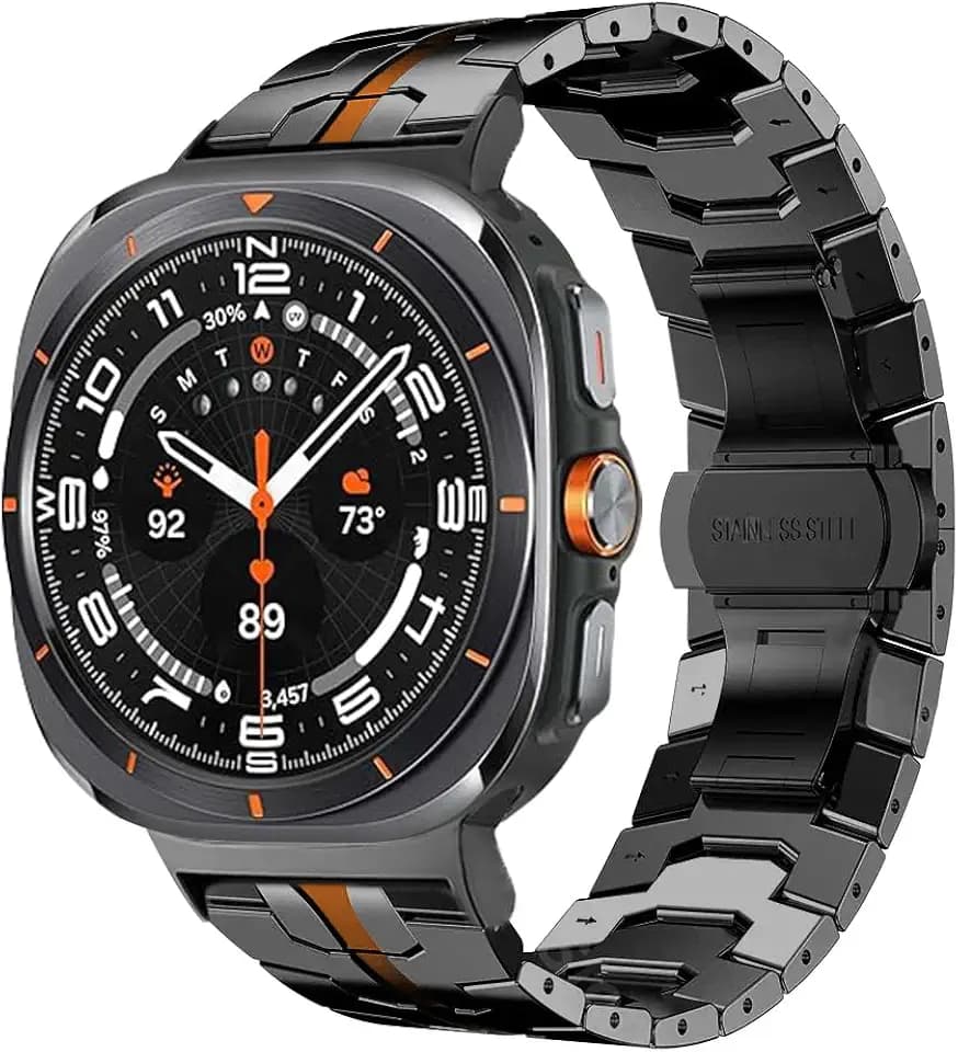 Compatible with Samsung Galaxy Watch Ultra Band 47mm(2025/2024), Robust Men Stainless Steel Replacement Link Metal Bracelet