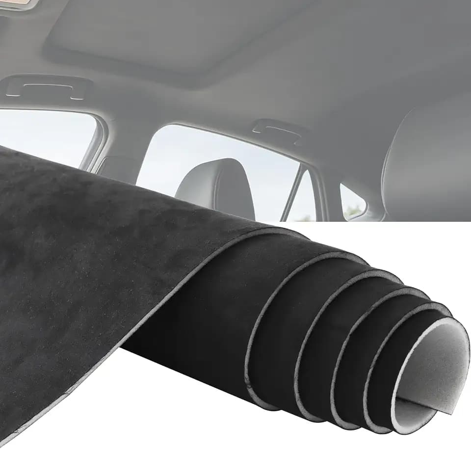 Black Suede Headliner Fabric 96" x 60" for Car Interior Roof Replacement