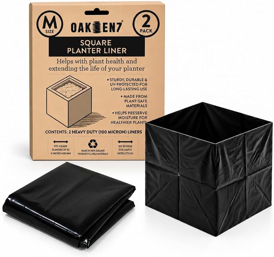 Square Planter Box Liner Bags Heavy-Duty Horticultural Planter Bag Inserts for Square Planter Boxes – UV-Resistant Flexible Garden Planter Liners (2 Pack Medium 16 in)