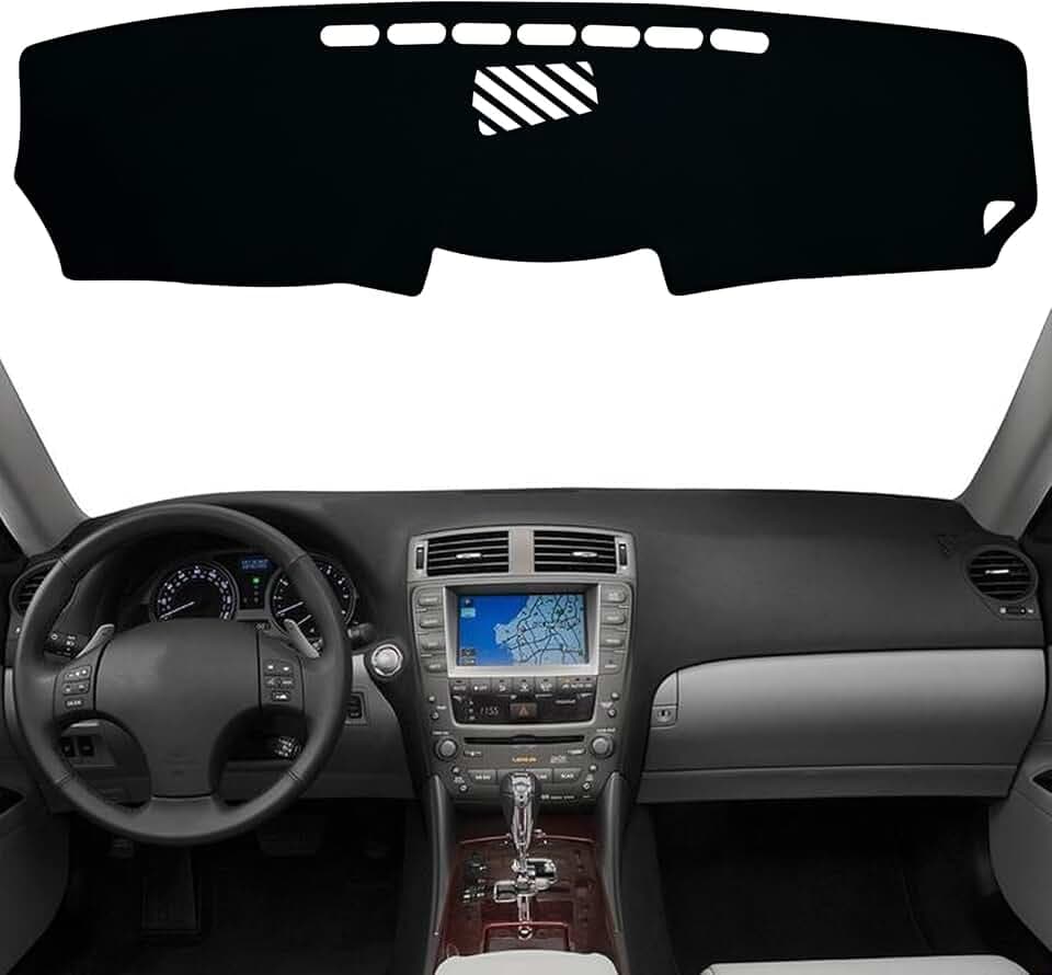 Dash Mat Cover Interior Dashboard Protection pad Compatible with Lexus IS250 IS350 Sedan 2006-2013 Dashboard Cover Pad Carpet Protector (Black Trim)