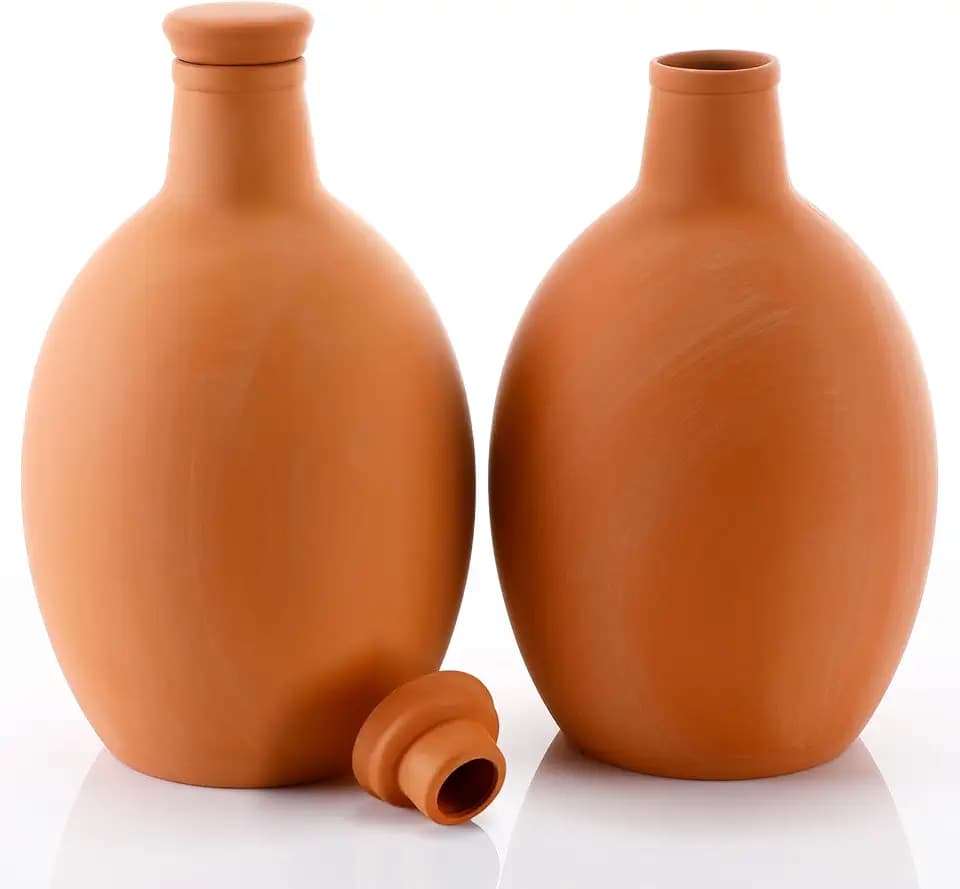 2 Pcs Large Terracotta Watering Pots 50 oz Ollas Self-Watering Pots Terracotta Watering Globes with Lid Plant Irrigation System for Indoor Outdoor Plants Raised Beds Garden