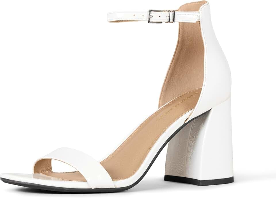 Amazon Essentials Women's High Heel Nola Block Heels Sandals with Ankle Strap