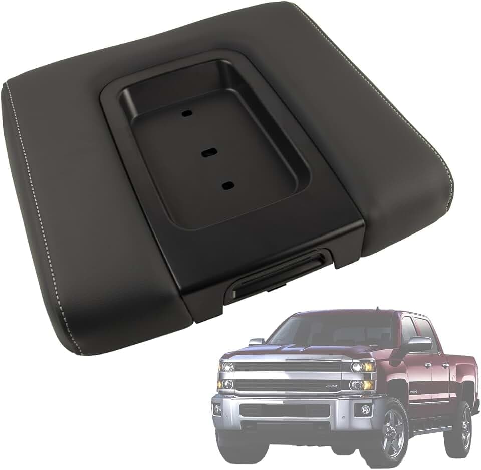 Front Seat Center Console Armrest Lid Black Compatible with 2014-2019 Chevrolet Chevy Silverado/Tahoe/GMC Sierra,2015-2018 Escalade ESV/Suburban/Yukon XL, Replaces# 22881398